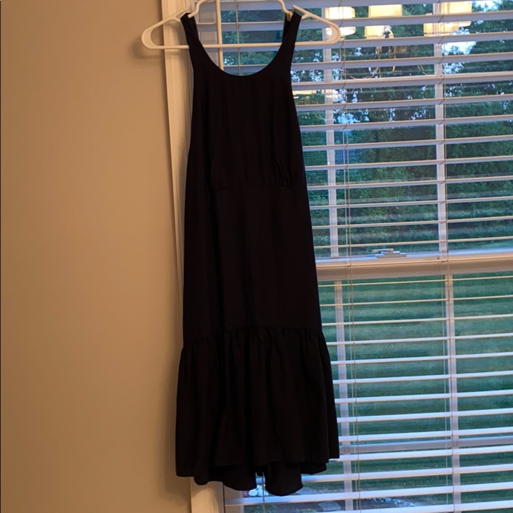 Drop-waist dark blue dress